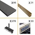 DECKLINEA - Kit Terrasse Composite ATLANTA 15m² - 46 Lames de Terrasse (220 x 14.5 x 2.25 cm) - Platinium - Garantie 15 ans - Fixation par Clips - vignette