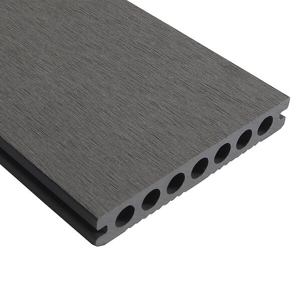 DECKLINEA - Kit Terrasse Composite ATLANTA 15m² - 46 Lames de Terrasse (220 x 14.5 x 2.25 cm) - Platinium - Garantie 15 ans - Fixation par Clips - large