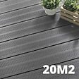 DECKLINEA - Kit Terrasse Composite ATLANTA 20m² - 61 Lames de Terrasse (220 x 14.5 x 2.25 cm) - Platinium - Garantie 15 ans - Fixation par Clips - vignette