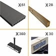 DECKLINEA - Kit Terrasse Composite ATLANTA 20m² - 61 Lames de Terrasse (220 x 14.5 x 2.25 cm) - Platinium - Garantie 15 ans - Fixation par Clips - vignette