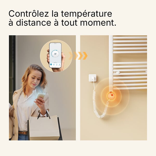 EMKE - EMKE Élément Chauffant Électrique 300W  avec Thermostat, pour sèche-Serviettes, radiateur électrique de Salle de Bain, Blanc - large