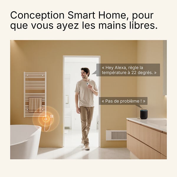 EMKE - EMKE Élément Chauffant Électrique 300W  avec Thermostat, pour sèche-Serviettes, radiateur électrique de Salle de Bain, Blanc - large
