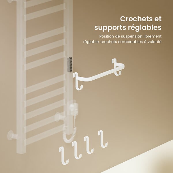 EMKE - EMKE Chauffe-serviettes Électrique 100×50cm, Thermostat Intelligent WiFi, Radiateur de Salle de Bain Électrique, Chauffe-serviettes Électrique, Blanc - large