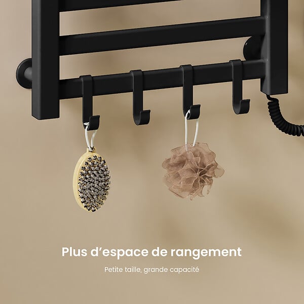 EMKE - EMKE Chauffe-serviettes Électrique 100×50cm, Thermostat Intelligent WiFi, Radiateur de Salle de Bain Électrique, Chauffe-serviettes Électrique, Noir - large