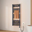 EMKE - EMKE Sèche-Serviettes électrique avec WiFi Thermostat, 1200x 500 mm, Radiateur seche Serviette Electrique Salle de Bain, Anthracite, 500W - vignette