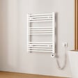 EMKE - EMKE Sèche-Serviettes électrique avec WiFi Thermostat, 750x 600 mm, Radiateur seche Serviette Electrique Salle de Bain, Blanc, 300W - vignette