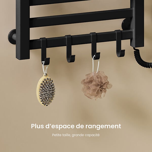 EMKE - EMKE Chauffe-serviettes Électrique 50×50cm, Thermostat Intelligent WiFi, Radiateur de Salle de Bain Électrique, Chauffe-serviettes Électrique, Noir - large