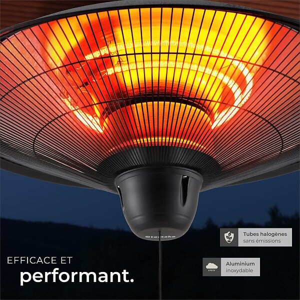TECTAKE - Radiateur infrarouge Solaris Orbit 2500W, boîtier en aluminium noir - large