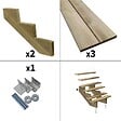 DECKLINEA - Escalier Bois Exterieur - 3 Marches - Largeur = 80cm - Marches découpables - Sans Contremarches - Pin du Nord - Traité Autoclave - vignette
