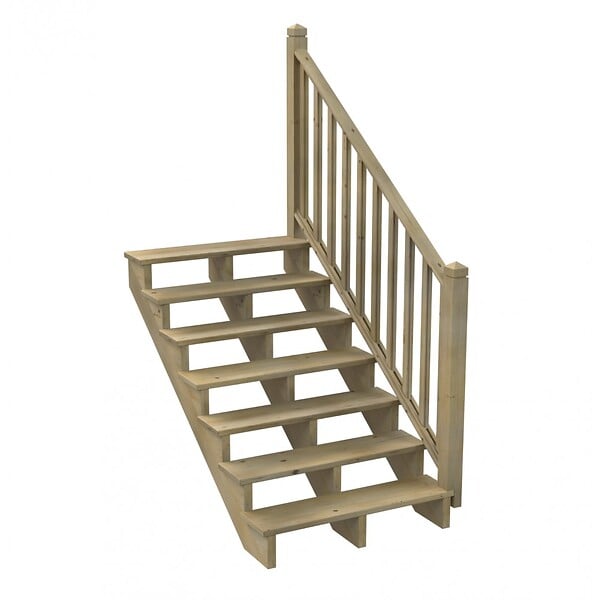 DECKLINEA - Kit Garde-corps Bois 7 marches LOUISIANE- Escalier Extérieur - Rampes Recoupables - Traité Autoclave - Montage Facile - Garantie 10 ans - large
