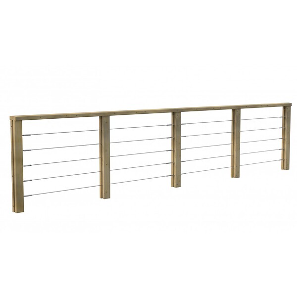 DECKLINEA - Kit Garde-corps Bois 15 marches JERSEY - Longueur = 4,6m - Escalier Extérieur - Rampes Recoupables - Traité Autoclave - Garantie 10 ans - large