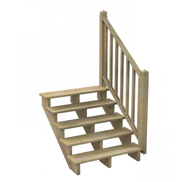 DECKLINEA - Kit Garde-corps Bois 5 marches LOUISIANE- Escalier Extérieur - Rampes Recoupables - Traité Autoclave - Montage Facile - Garantie 10 ans - large