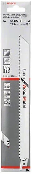 BOSCH - Lot de 5 lames de scie sabre S 1122 HF BOSCH 2608656021 pour bois et métal - large
