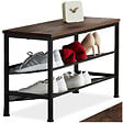 TECTAKE - Étagère à chaussures DERRY 75,5x30,5x45,5cm Bois foncé industriel, rustique - vignette