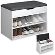 TECTAKE - Banc à chaussures JASMINA avec coussin d'assise 60x30x43,5cm blanc - vignette