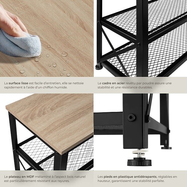 TECTAKE - Étagère à chaussures BLACKPOOL  101x30,5x45,5cm Bois clair industriel, Chêne Sonoma - large
