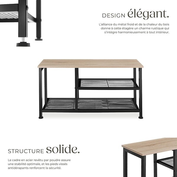 TECTAKE - Étagère à chaussures TAUNTON 80x30x45,5cm Bois clair industriel, Chêne Sonoma - large