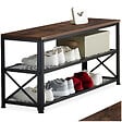 TECTAKE - Étagère à chaussures BLACKPOOL  101x30,5x45,5cm Bois foncé industriel, rustique - vignette