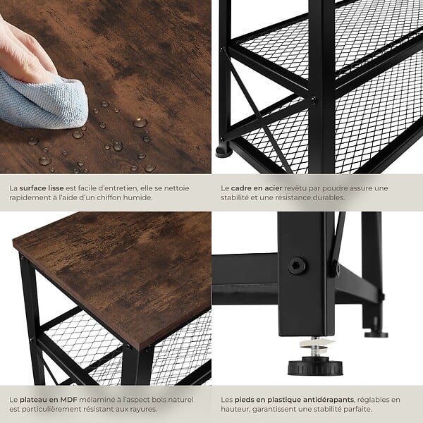 TECTAKE - Étagère à chaussures BLACKPOOL  101x30,5x45,5cm Bois foncé industriel, rustique - large