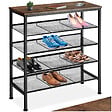 TECTAKE - Étagère à chaussures BOURNEMOUTH 75,5x30,5x85,5cm Bois foncé industriel, rustique - vignette