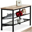 TECTAKE - Étagère à chaussures DERRY 75,5x30,5x45,5cm Bois clair industriel, Chêne Sonoma - vignette