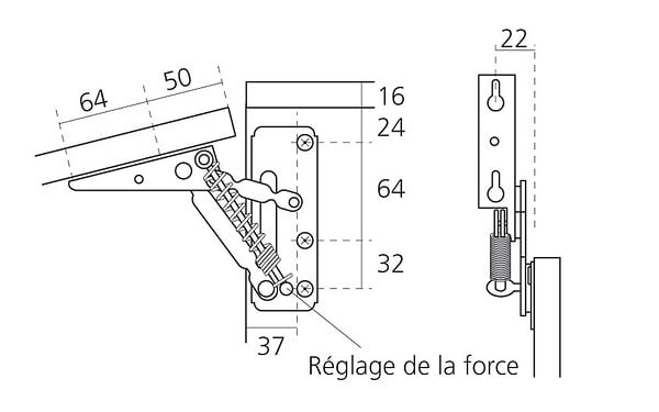 HANGER - Compas de relevage gauche force 15kg acier plastifié blanc - 372.45.710 - large