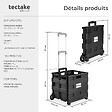 TECTAKE - Chariot de Courses à Roulettes Pliable 45 cm x 37,5cm x 45-97 cm noir - vignette