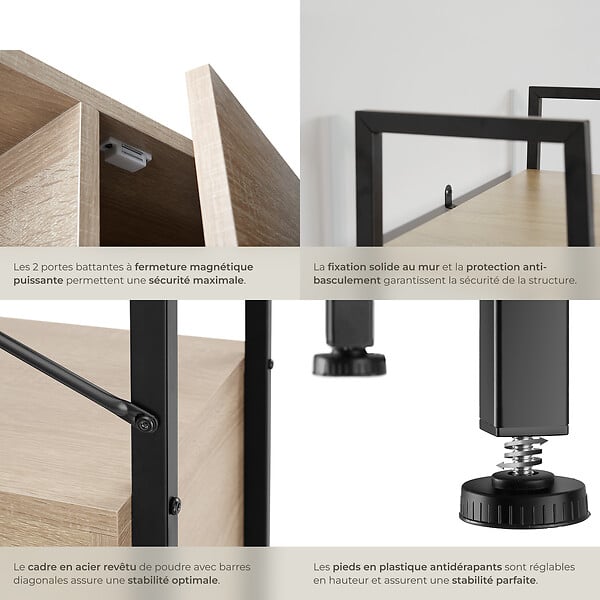 TECTAKE - Etagère échelle Brentwood 57,5x34x173cm Bois clair industriel, Chêne Sonoma - large