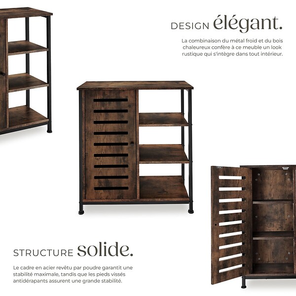 TECTAKE - Buffet 71x32x82cm Bois foncé industriel, rustique - large