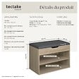 TECTAKE - Banc à chaussures JASMINA avec coussin d'assise 60x30x43,5cm Bois clair, Chêne Sonoma - vignette