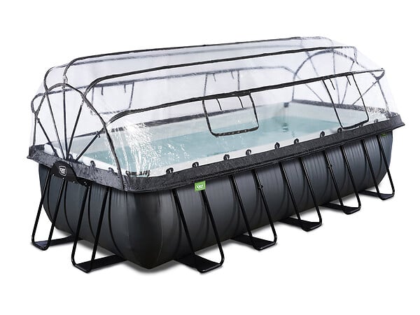 EXIT TOYS - Piscine tubulaire Black Leather rectangulaire 5,40 x 2,50 x 1,22 m avec dôme - Exit Toys - large