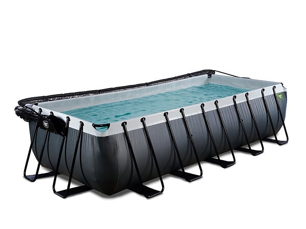 EXIT TOYS - Piscine tubulaire Black Leather rectangulaire 5,40 x 2,50 x 1,22 m avec dôme - Exit Toys - large