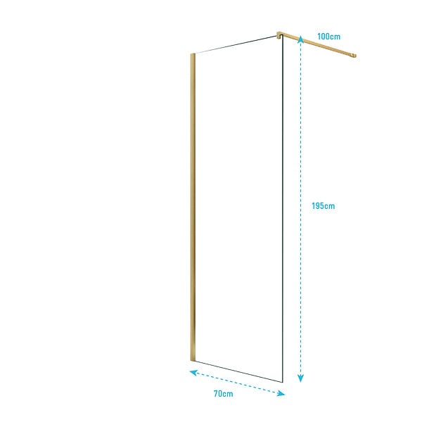 AURLANE - Paroi de Douche 70x195 cm en Verre Trempé 5 mm - Finition Or Brossé - GOLD ELEMENTARY - large