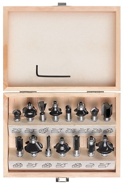 CENTRALE BRICO - Set de coupe 15 pièces pour défonceuses - large