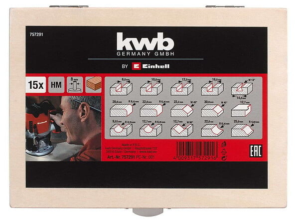 CENTRALE BRICO - Set de coupe 15 pièces pour défonceuses - large