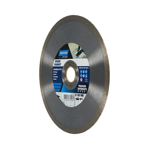NORTON - Disque diamant intensif plein pour carrelage NORTON, Diam.180 mm - large