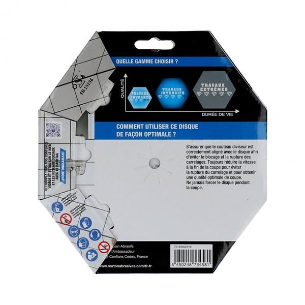 NORTON - Disque diamant intensif plein pour carrelage NORTON, Diam.180 mm - large