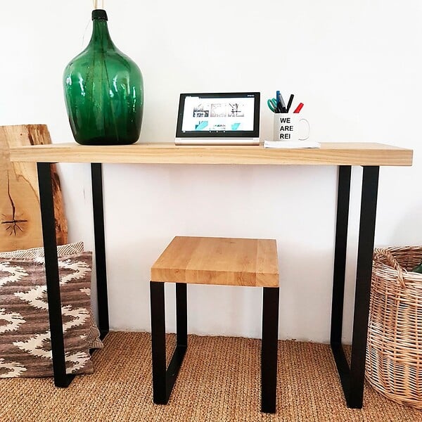 CENTRALE BRICO - Pied pour meubles, tables et bars rectangle REI à visser acier mat noir - large