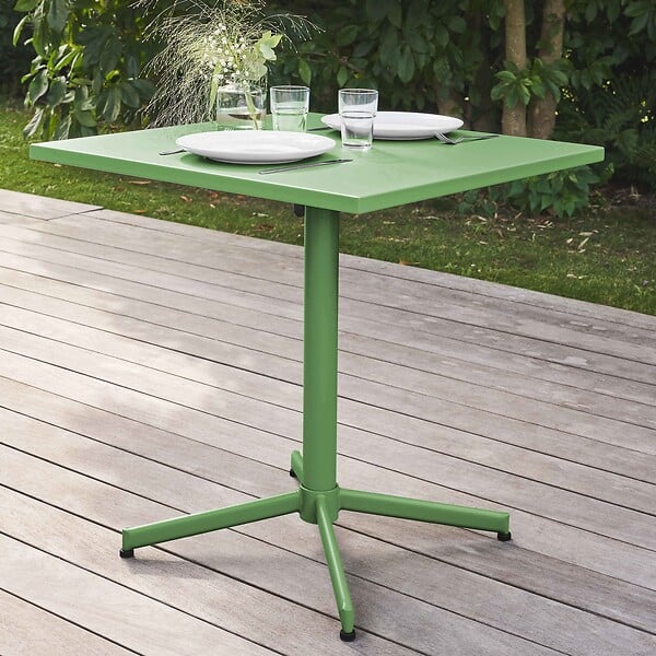 OVIALA - Table de jardin carrée bistro inclinable en acier vert cactus - Palavas - large