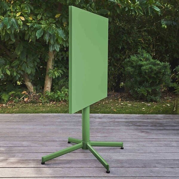 OVIALA - Table de jardin carrée bistro inclinable en acier vert cactus - Palavas - large