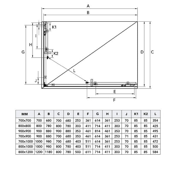 KIAMAMI VALENTINA - Angle Carré Design 70X70 Cadre Noir Opaque Verre Trempé Mat 6 Mm | City - large