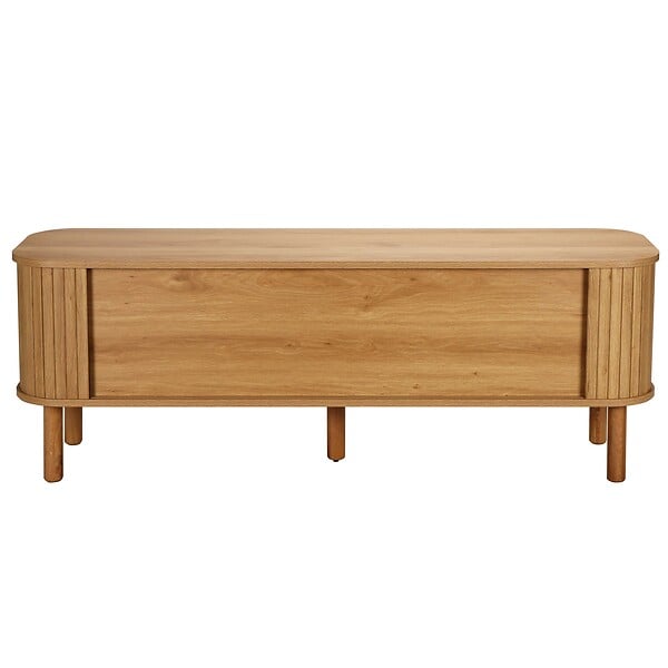 OVIALA - Meuble TV scandinave rectangulaire 2 portes L150 cm effet bois clair - Taylor - large