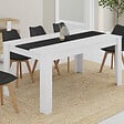ID MARKET - Table à manger rectangle GEORGIA 8 personnes blanche et noire 160 x 80 cm - vignette