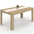 ID MARKET - Table à manger rectangle GEORGIA 8 personnes imitation hêtre et blanche 160 x 80 cm - vignette