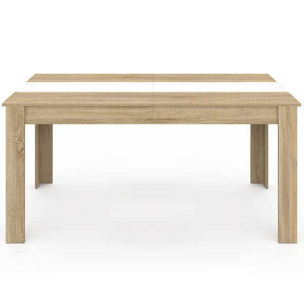 ID MARKET - Table à manger rectangle GEORGIA 8 personnes imitation hêtre et blanche 160 x 80 cm - large