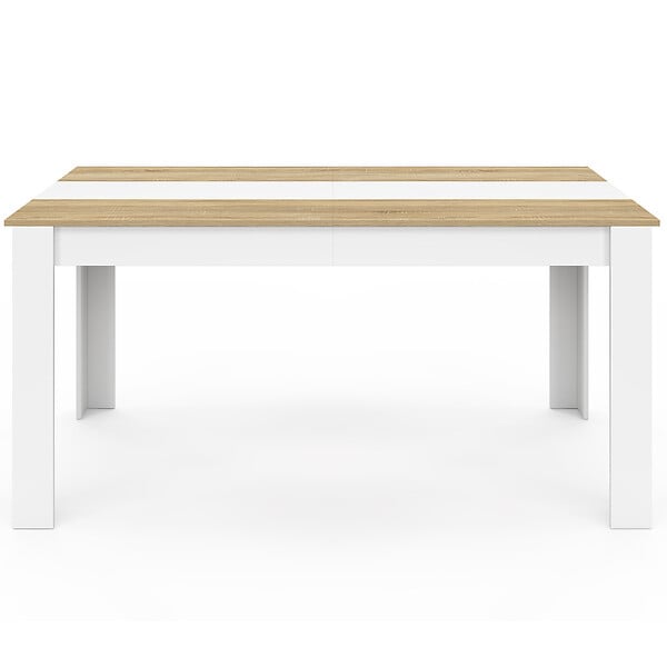 ID MARKET - Table à manger rectangle GEORGIA 8 personnes blanche et imitation hêtre 160 x 80 cm - large