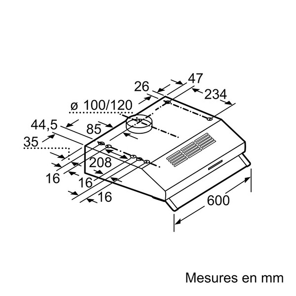 BOSCH - Hotte visière 350m³/h BOSCH 60cm, 1038089 - large