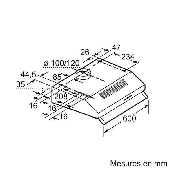 BOSCH - Hotte visière 350m³/h BOSCH 60cm, DUL63CC20 - large