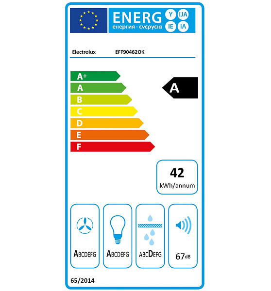 ELECTROLUX - hotte décorative murale 90cm 603m3/h noir - eff90462ok - large