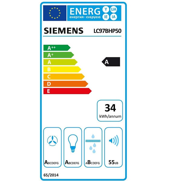 SIEMENS - Hotte standard Siemens AG LC97BHP50 90 cm 718 m³/h 140W A - large